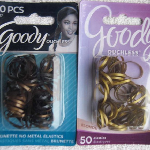 50 Goody Brunette Blonde Ouchless No Metal Elastics Small Mini Shiny Hair Bands - Picture 9 of 10